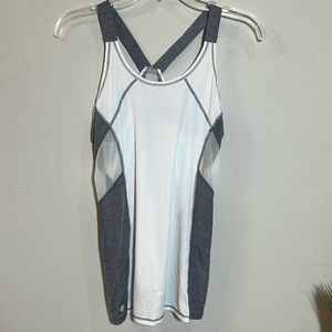 Athleta White Gray Runlight Singlet Tank Top XS